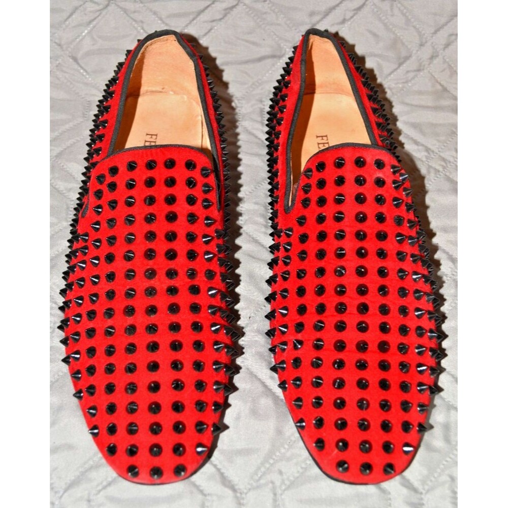 Ferucci Red Studded Spike Loafers Mens Size 11 Slip On Dress Shoes Prom Wedding